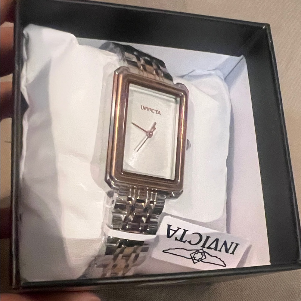 Invicta Wildflower Princess Rose Gold & Silver Rectangular Watch NWT - Picture 2 of 6